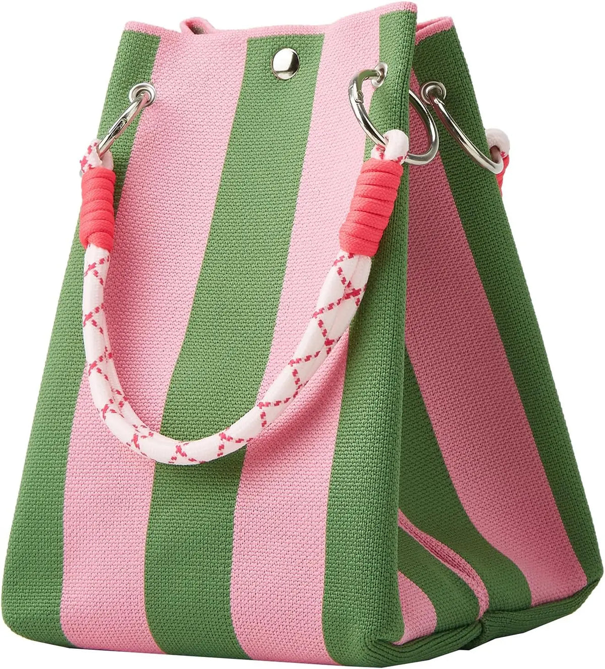 Bolsa Tote Mini de Crochê Listrada Estilo Coreano – Leve para o Verão