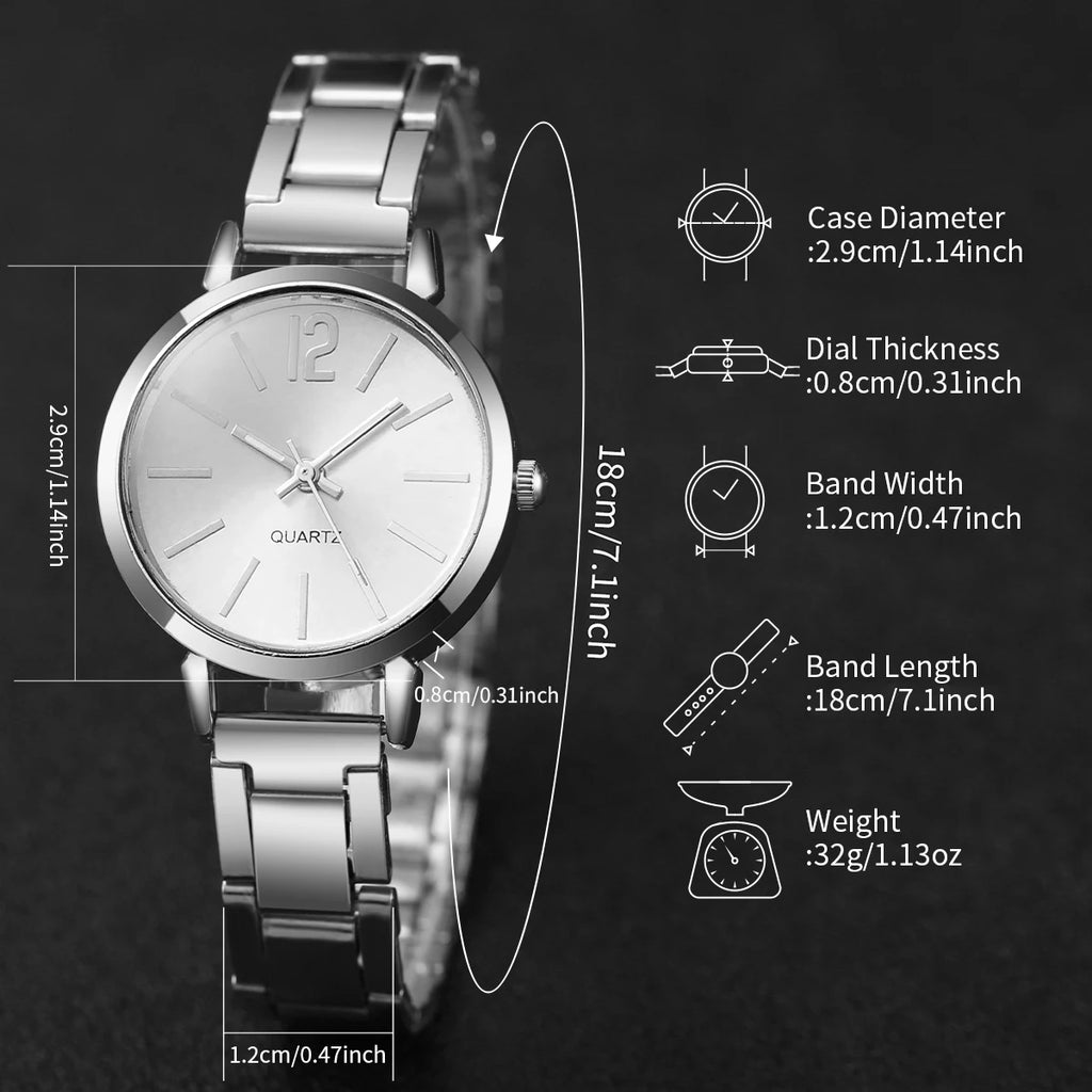 Conjunto 2 Peças Relógio Feminino de Aço com Pulseira Bracelete