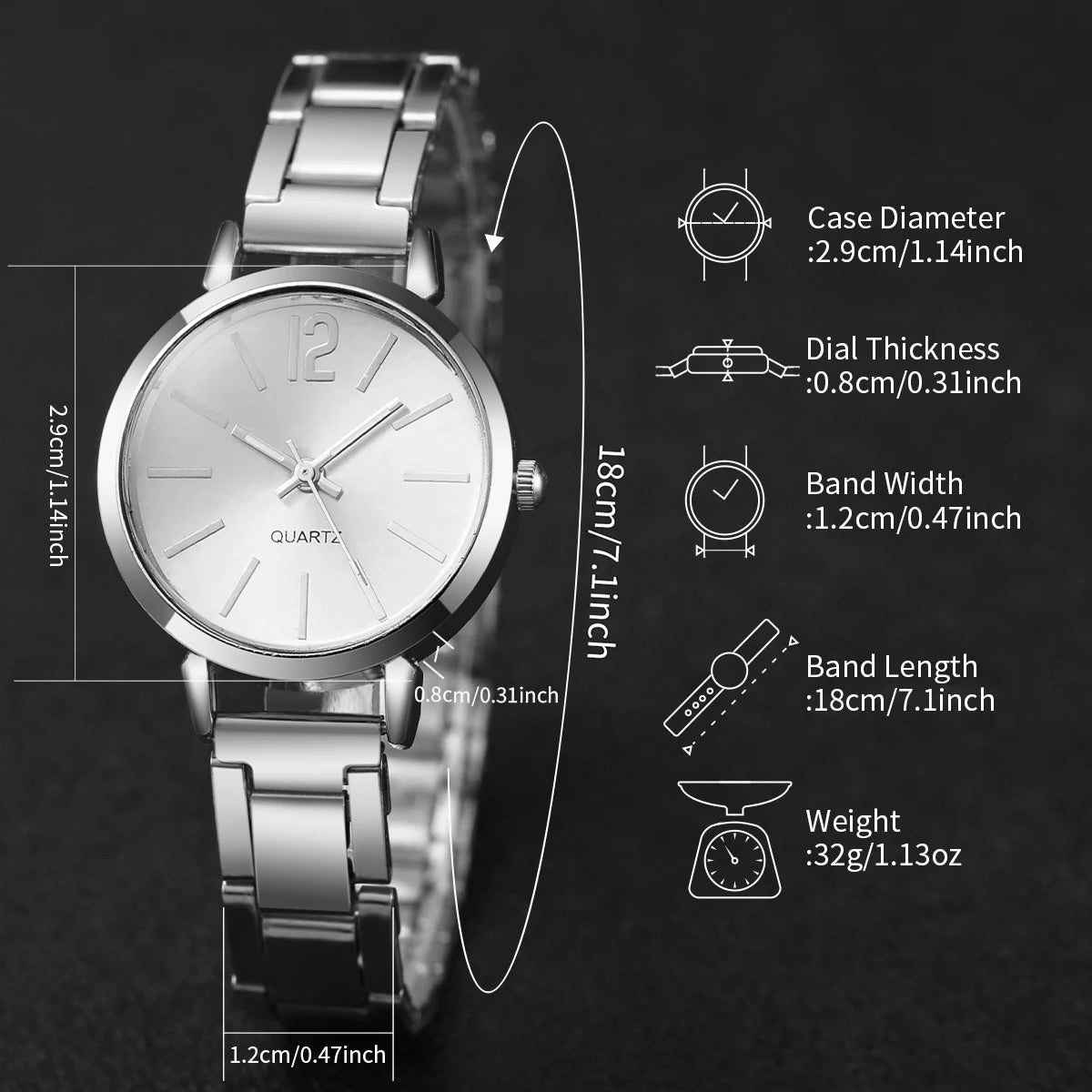Conjunto 2 Peças Relógio Feminino de Aço com Pulseira Bracelete