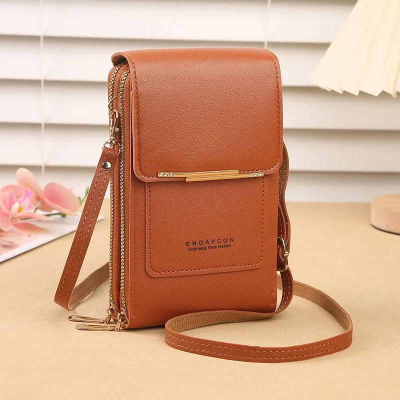 Bolsa Transversal Feminina Pequena Porta-Celular com Visor Touch e Porta-Cartões – 6 Cores