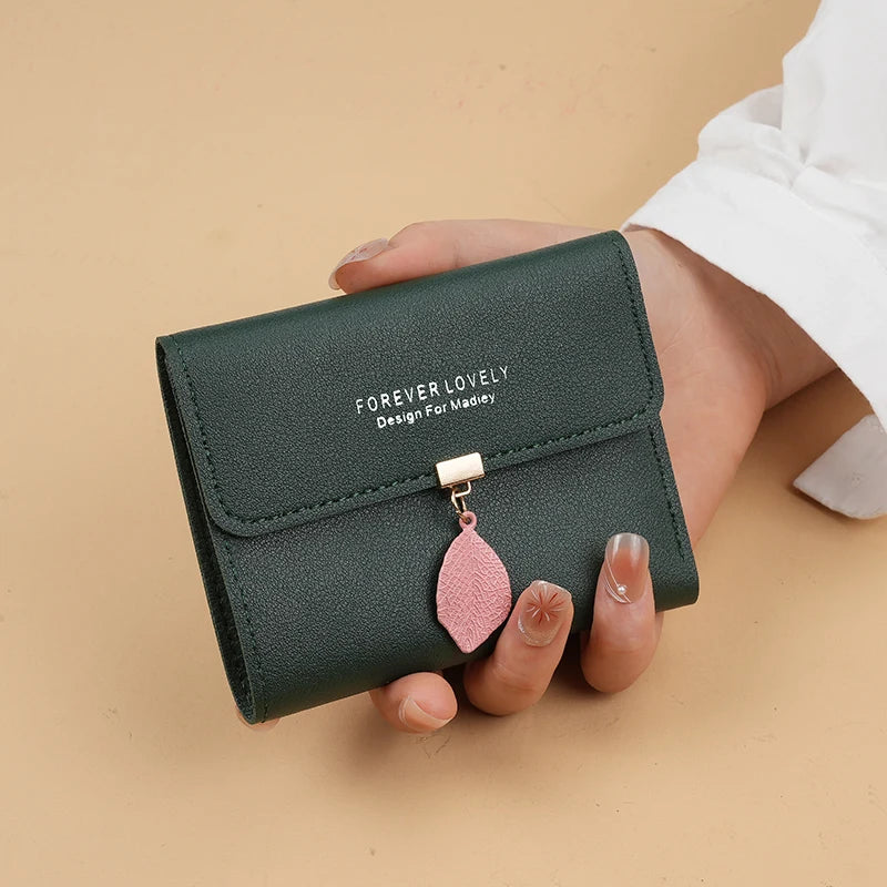 Carteira Feminina Trifold Compacta com Porta-Moedas e Porta-Cartões