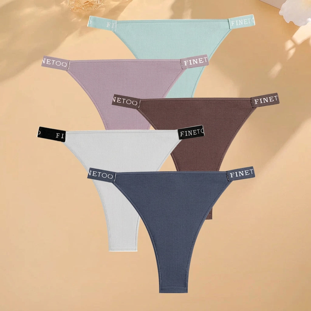 5-Pack Low-Rise Cotton Panties with Logo Waistband