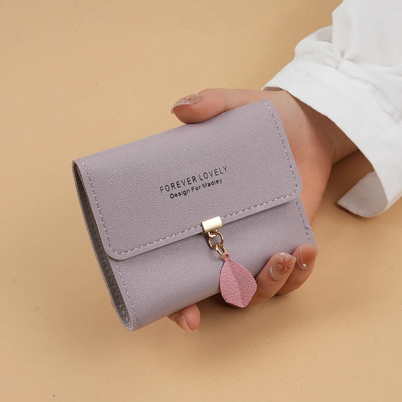 Carteira Feminina Trifold Compacta com Porta-Moedas e Porta-Cartões