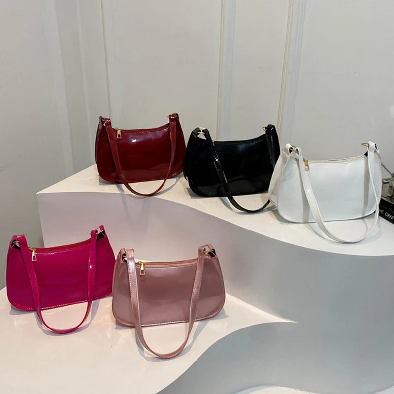 Bolsa de Ombro Feminina Retrô com Zíper – 8 Cores