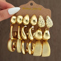 Kit 18 Pares de Brincos Argola Gota Vintage Punk – Dourado e Prateado, Uso Diário