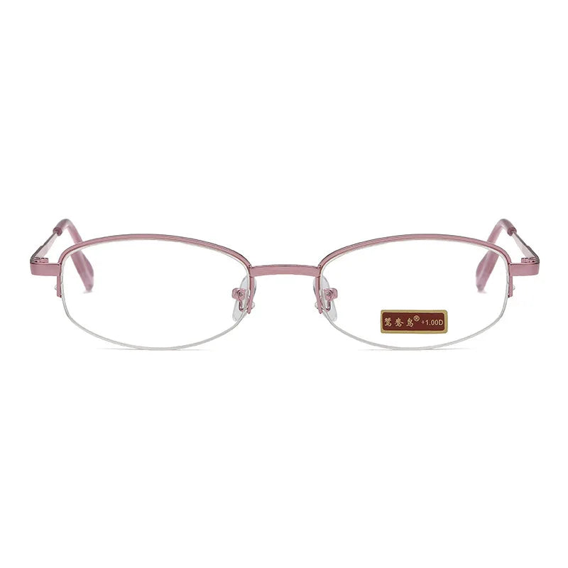 Óculos de Leitura Feminino Antifadiga, Lentes HD e Armação Metálica (+1.0 a +4.0)