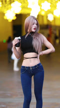 Calça Jeans Cintura Baixa Elástica Levanta Bumbum Feminina