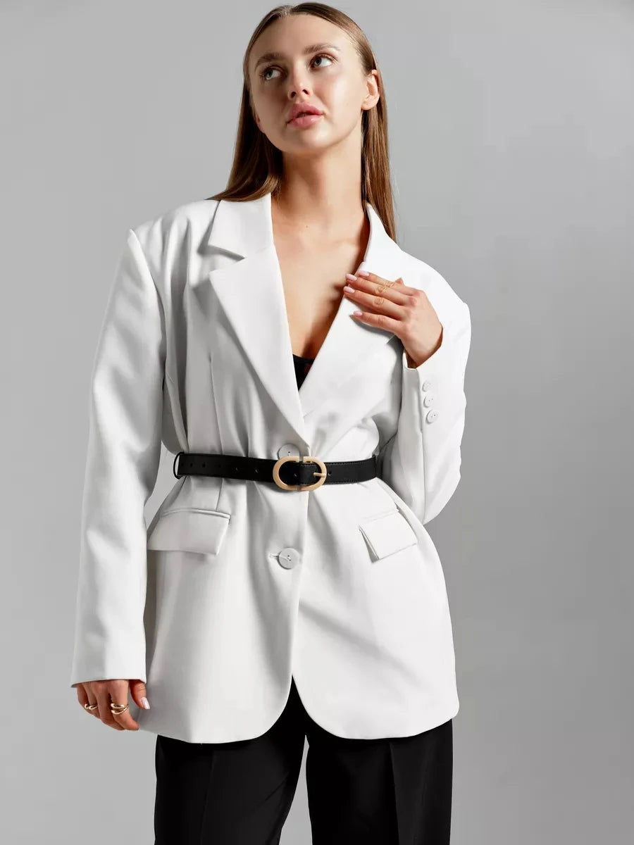 Cinto Feminino em PU com Fivela de Pino em Liga Metálica