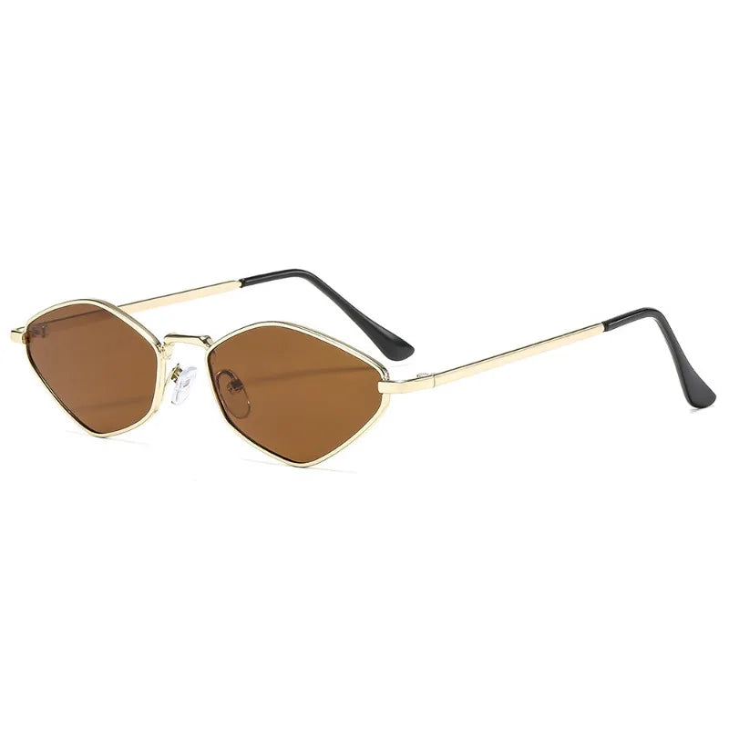 Óculos de Sol Gatinho Poligonal com Armação de Metal – UV400