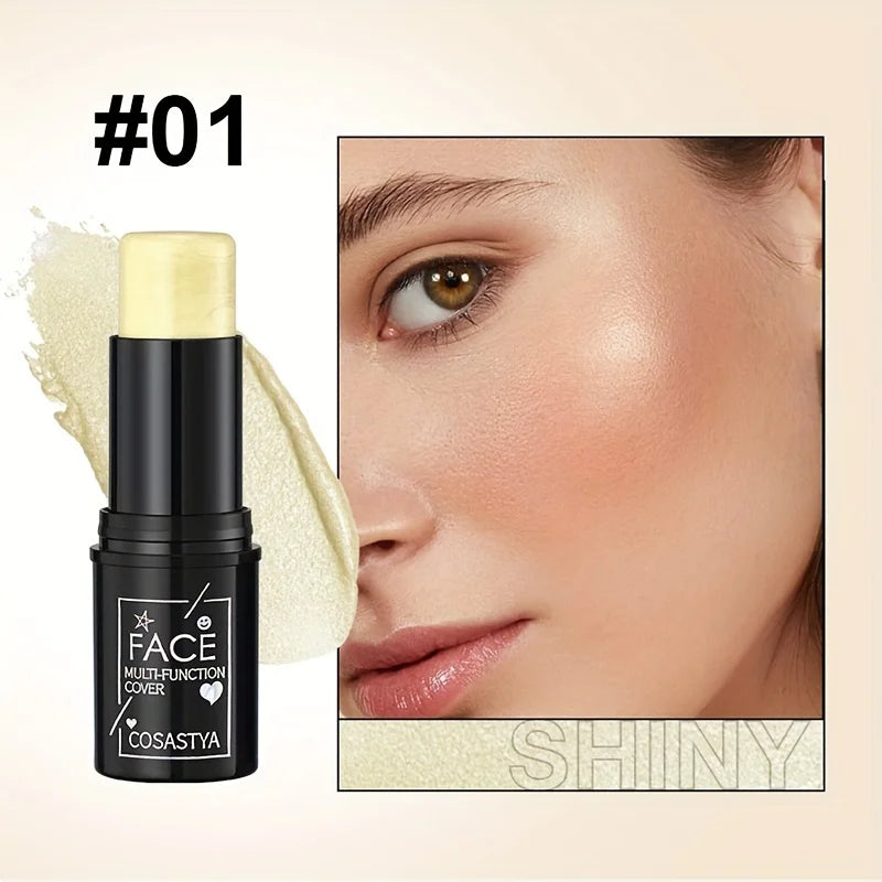 Bastão Multifuncional 3 em 1 para Maquiagem: Blush, Sombra e Iluminador à Prova d'Água