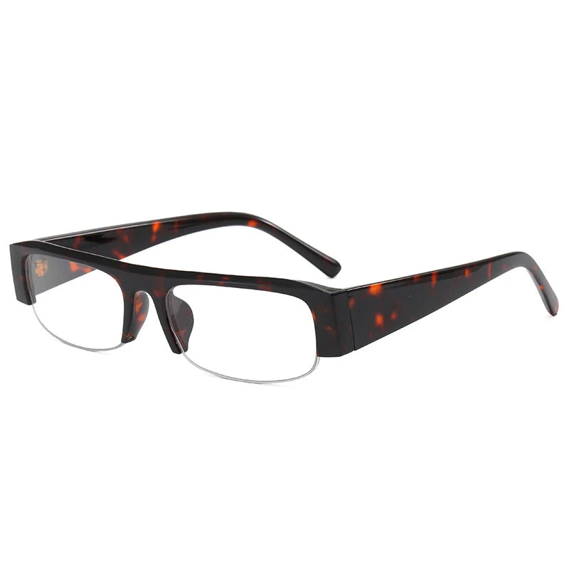 Óculos de Sol Retangular Pequeno Meia Armação Vintage – UV400