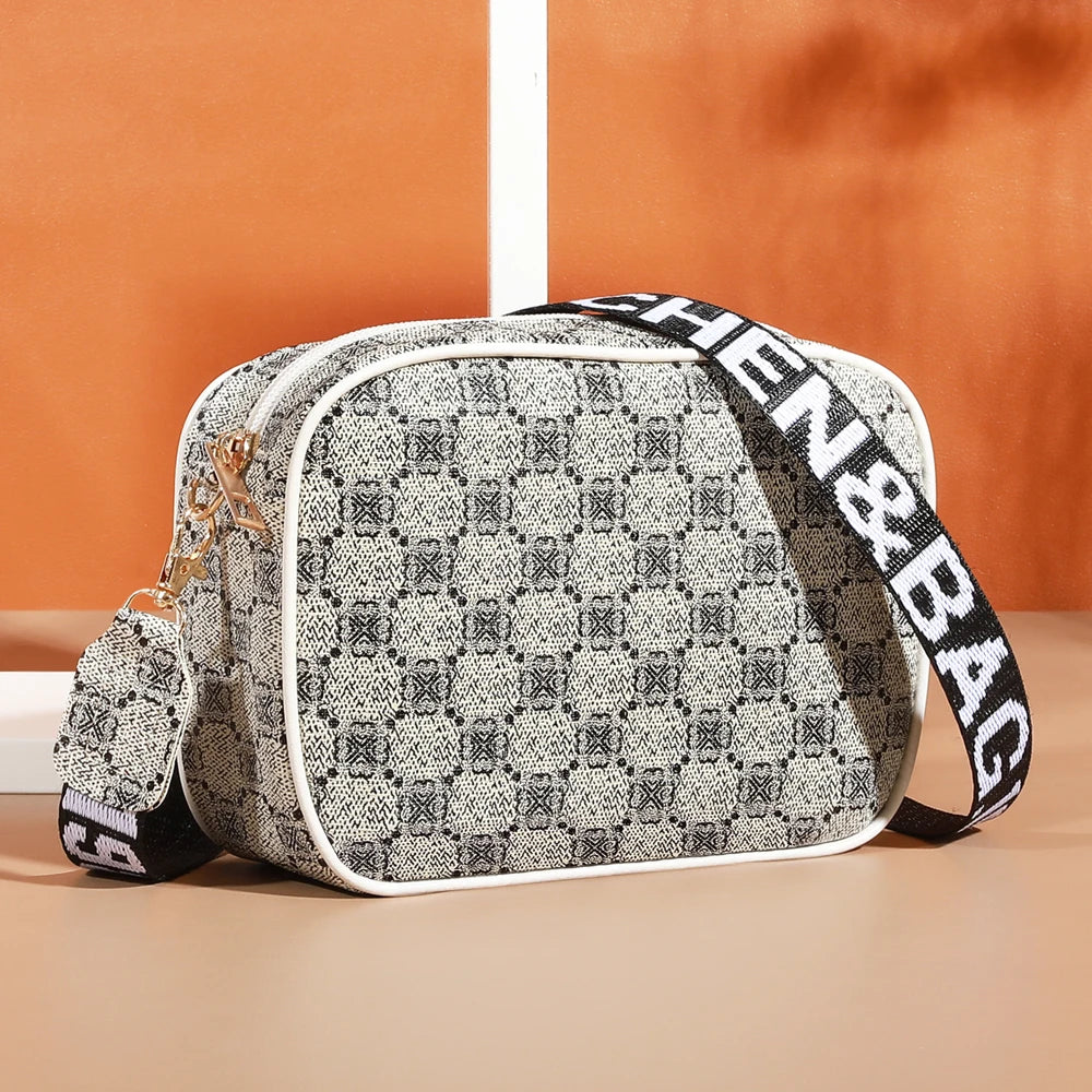 Bolsa Transversal Feminina Estampada com Alça Larga – Mini Bolsa Multifuncional para o Dia a Dia