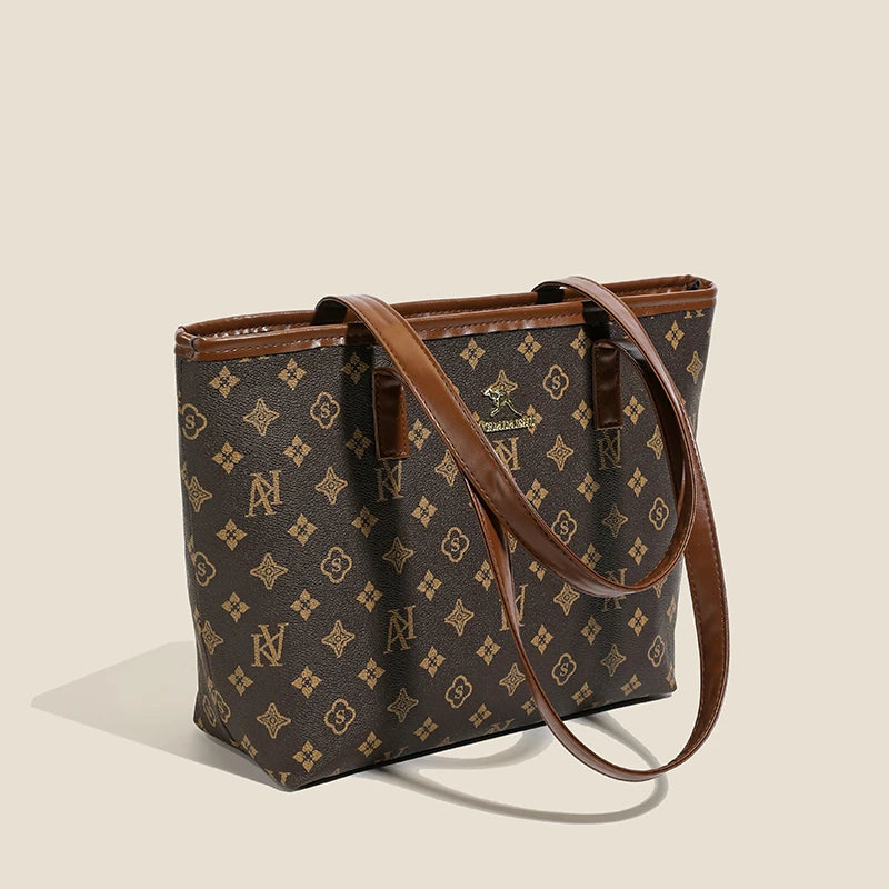 Bolsa Feminina Xadrez em Material Sintético, Grande Capacidade, Ideal para o Trabalho