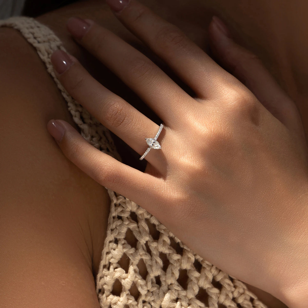 Anel Moissanite Losango Prata 925