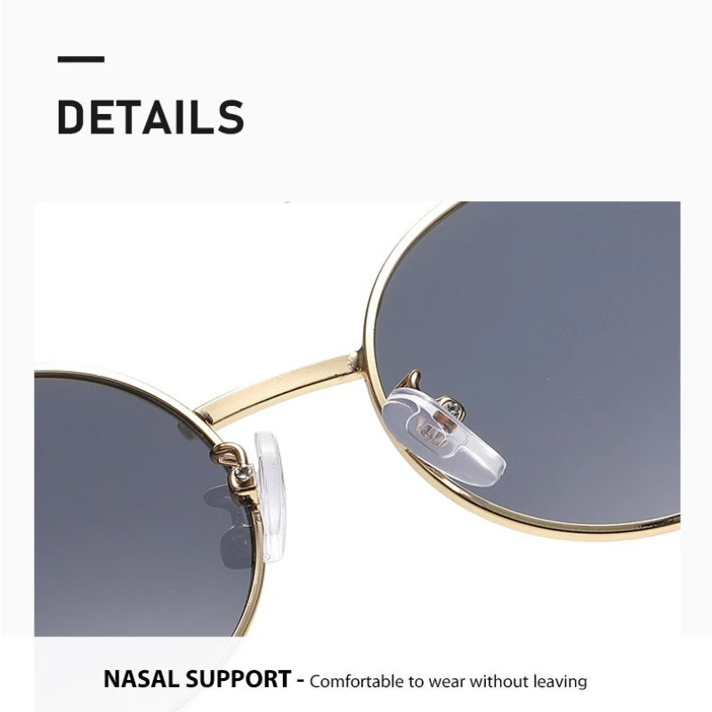 Óculos de Sol Feminino Oval com Armação Metálica, Estilo Urbano e Versátil (Grau até -4.0)