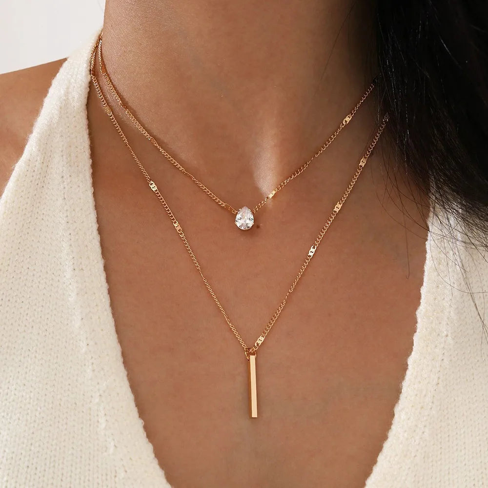 Colar Pingente Zircônia Multicamadas Choker Feminino Brilhante