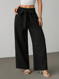Calça Feminina Pantalona com Cós de Babado e Amarração