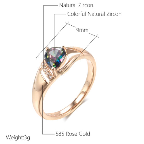 Anel Dourado Rosé com Zircônia Colorida