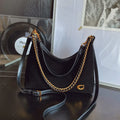 Bolsa Feminina Transversal de Ombro Preta, Grande Capacidade, Estilo Sofisticado