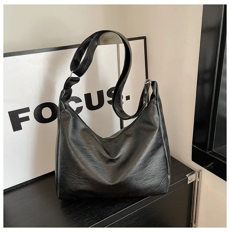Bolsa Tote Vintage Casual Grande – Material Sintético Café