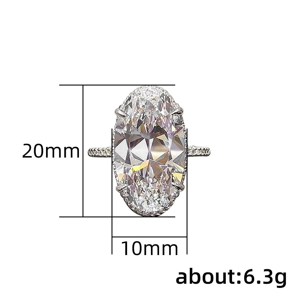 Anel Prata 925 Zircônia Oval Brilhante