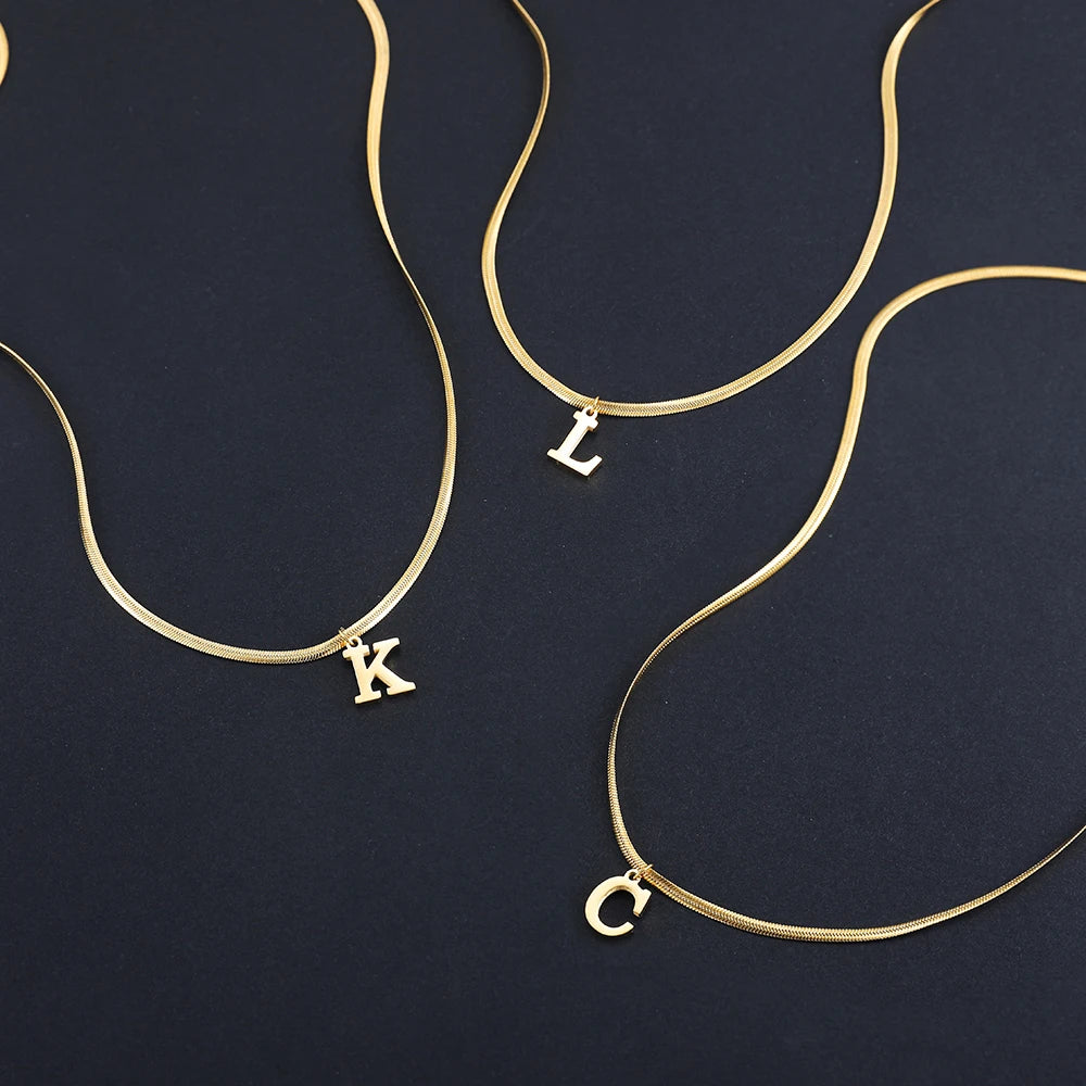 Colar Inicial Letra A-Z Banhado a Ouro