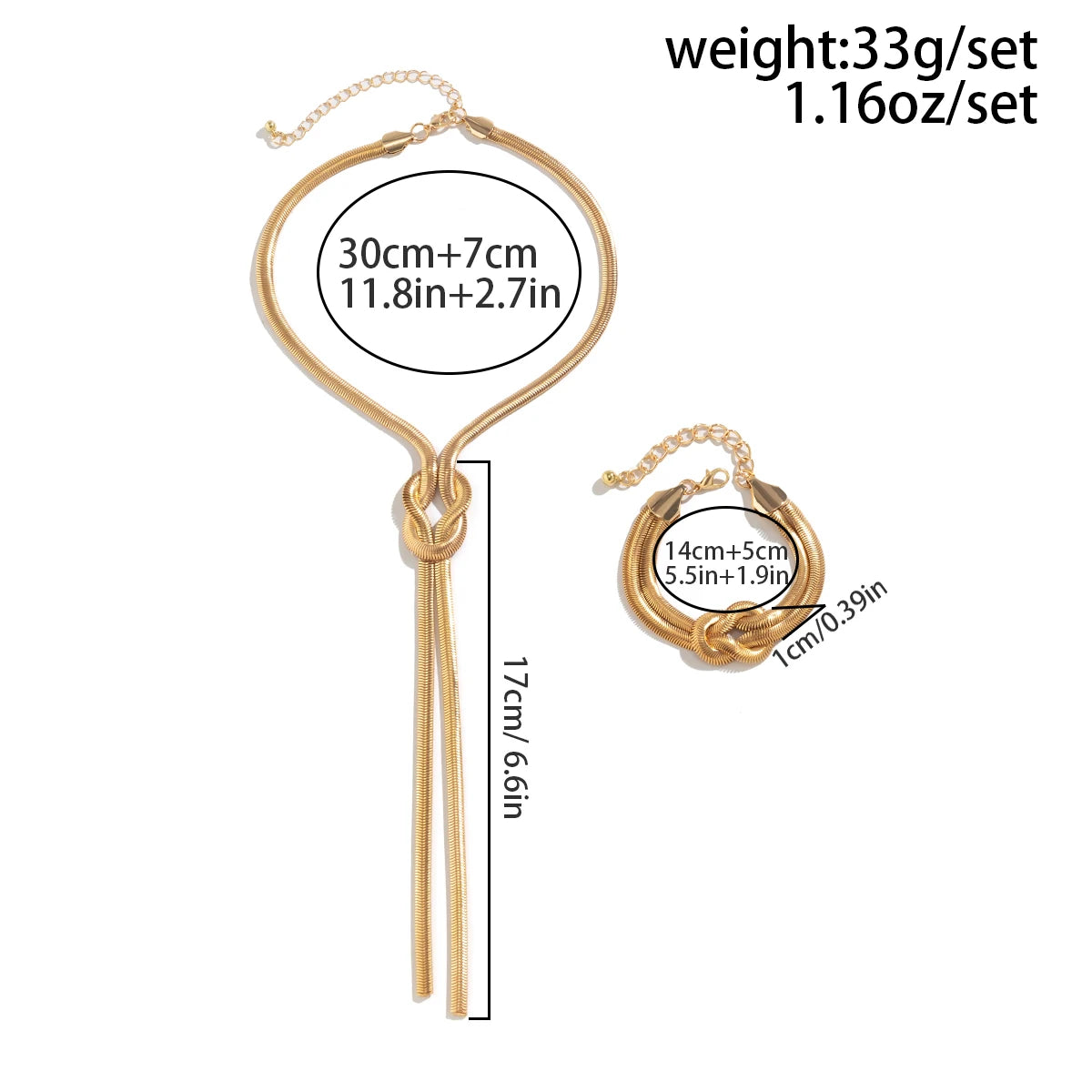 Conjunto 2 Peças Colar e Pulseira Corrente Torcida Estilo Y2K