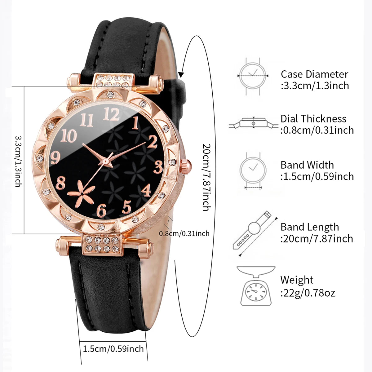 Conjunto Relógio Feminino com Pulseira Strass 2 Peças