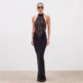 Vestido Longo de Renda Preto Tubinho sem Mangas – Moda Streetwear Elegante