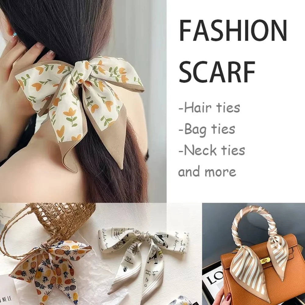 Lenço Fino de Cetim Estampado para Cabelo e Bolsa – Fita Twilly Feminina
