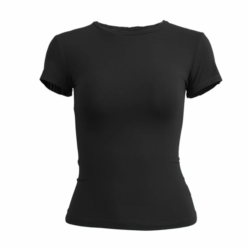 Camiseta Feminina Básica de Manga Curta Slim – Casual Moda Verão