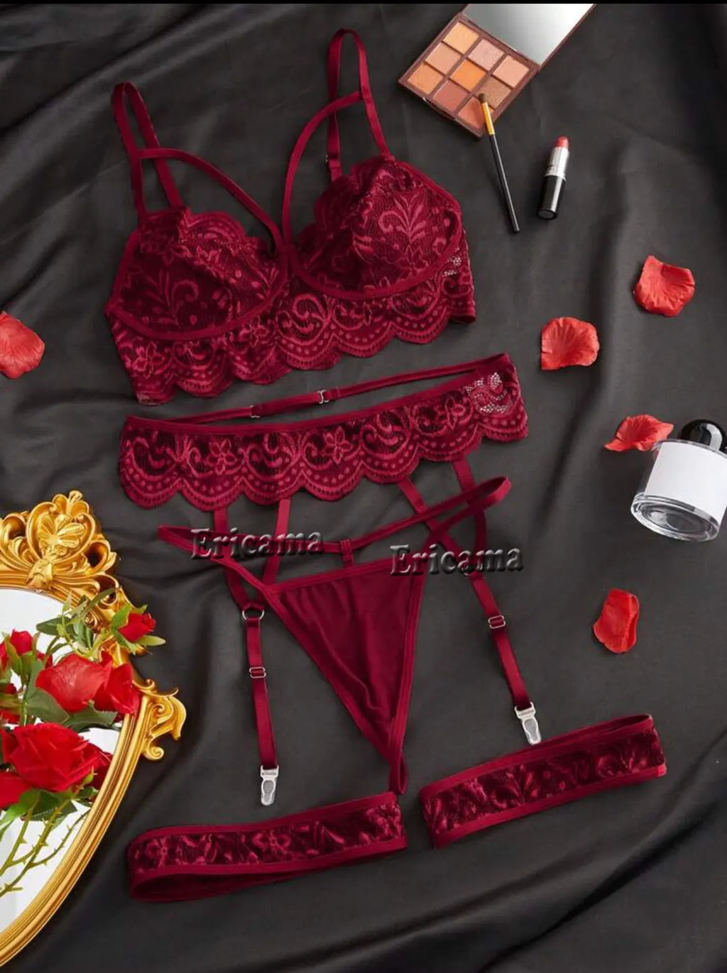Conjunto de Lingerie Sutiã e Calcinha de Renda Transparente