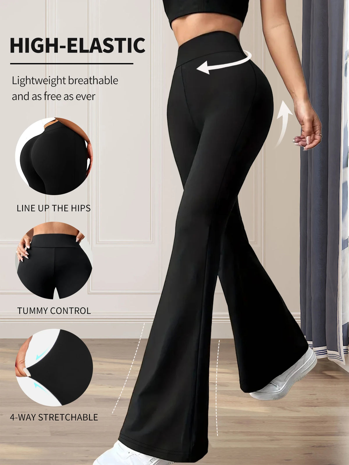 Calça Flare Feminina Cintura Alta Slim com Elastano