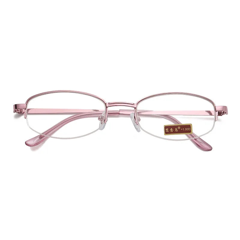 Óculos de Leitura Feminino Antifadiga, Lentes HD e Armação Metálica (+1.0 a +4.0)