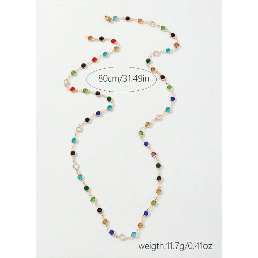 Gargantilha com Cristais de Zircônia e Strass Brilhantes