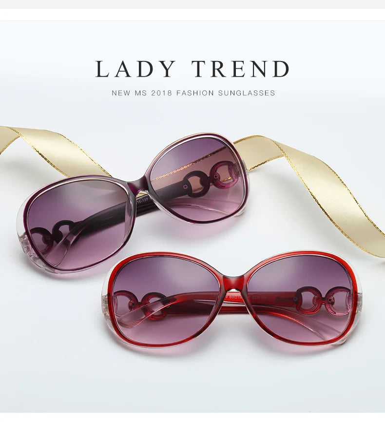 Óculos de Sol Feminino Oval Grande Clássico – Lente Degradê UV400