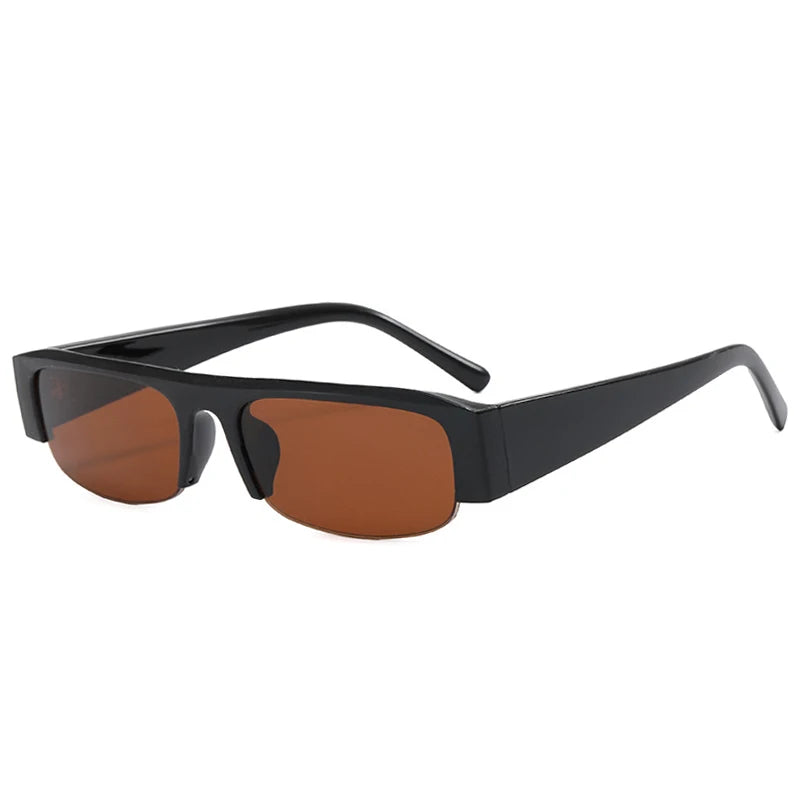 Óculos de Sol Retangular Pequeno Meia Armação Vintage – UV400