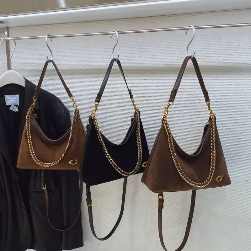 Bolsa Feminina Transversal de Ombro Preta, Grande Capacidade, Estilo Sofisticado