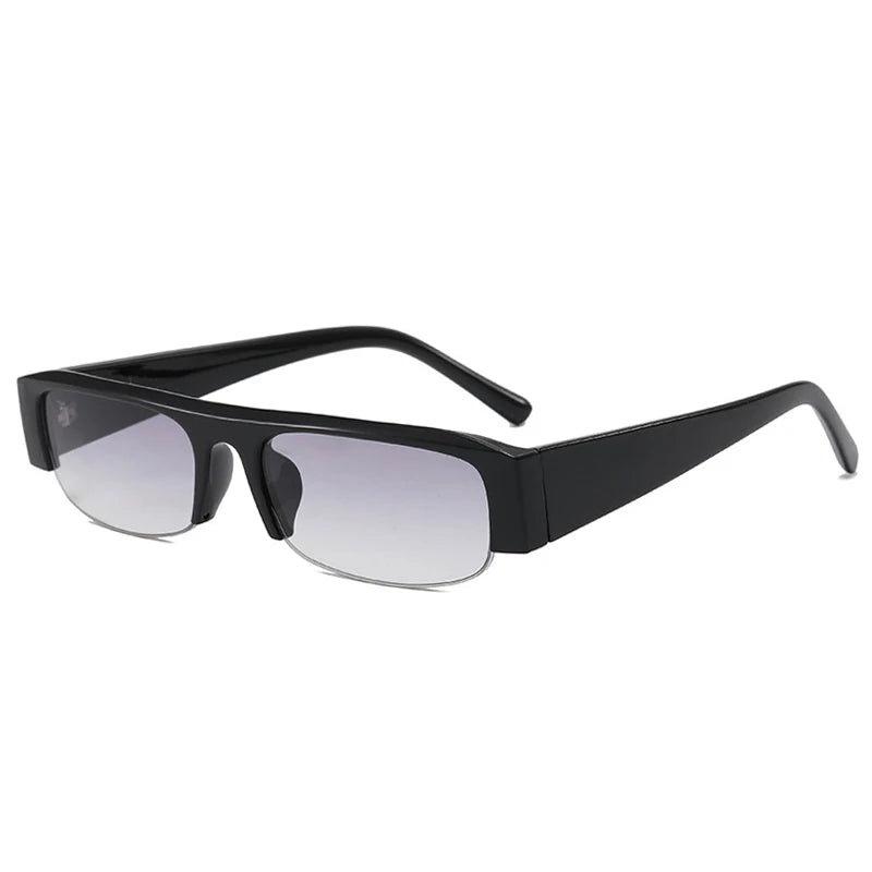Óculos de Sol Retangular Pequeno Meia Armação Vintage – UV400
