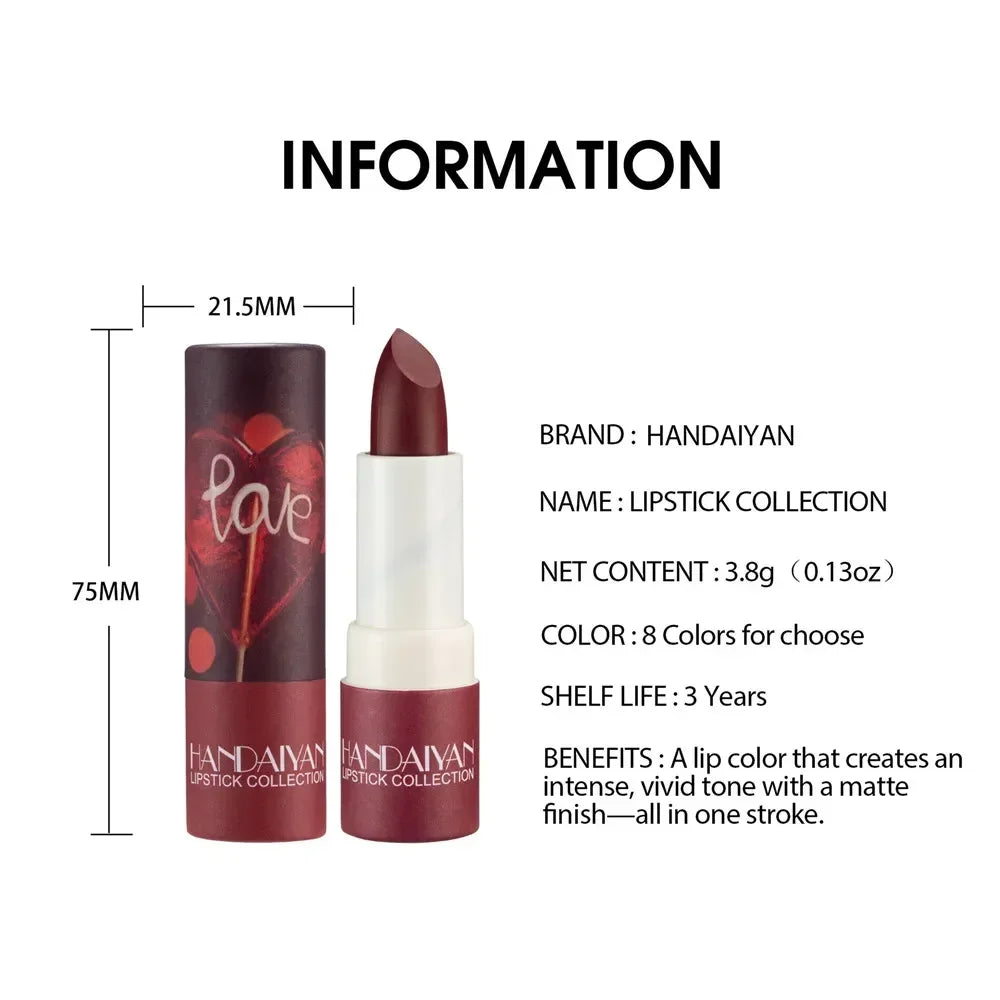 8 Colors Moisturizing Velvet Matte Lipstick Waterproof Long Lasting Not Easy To Fade Sexy Red Lip Tint Nude Lipstick Cosmetics