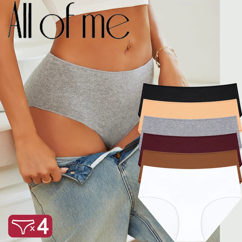 Kit 4 Calcinhas de Algodão Cintura Alta – Conforto Sem Costura, Respirável, P ao GG