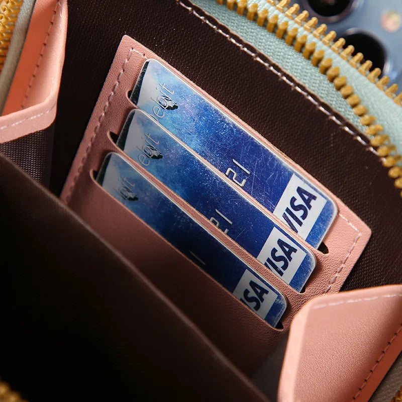 Bolsa Transversal Feminina Pequena Porta-Celular com Visor Touch e Porta-Cartões – 6 Cores
