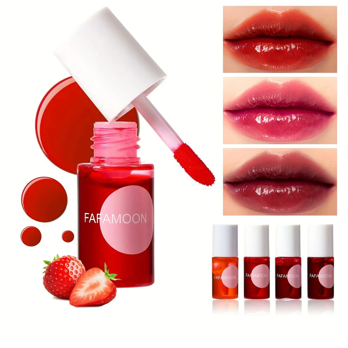 Tint Labial Líquido fafamoon com Brilho e Alta Pigmentação – 5 Tons