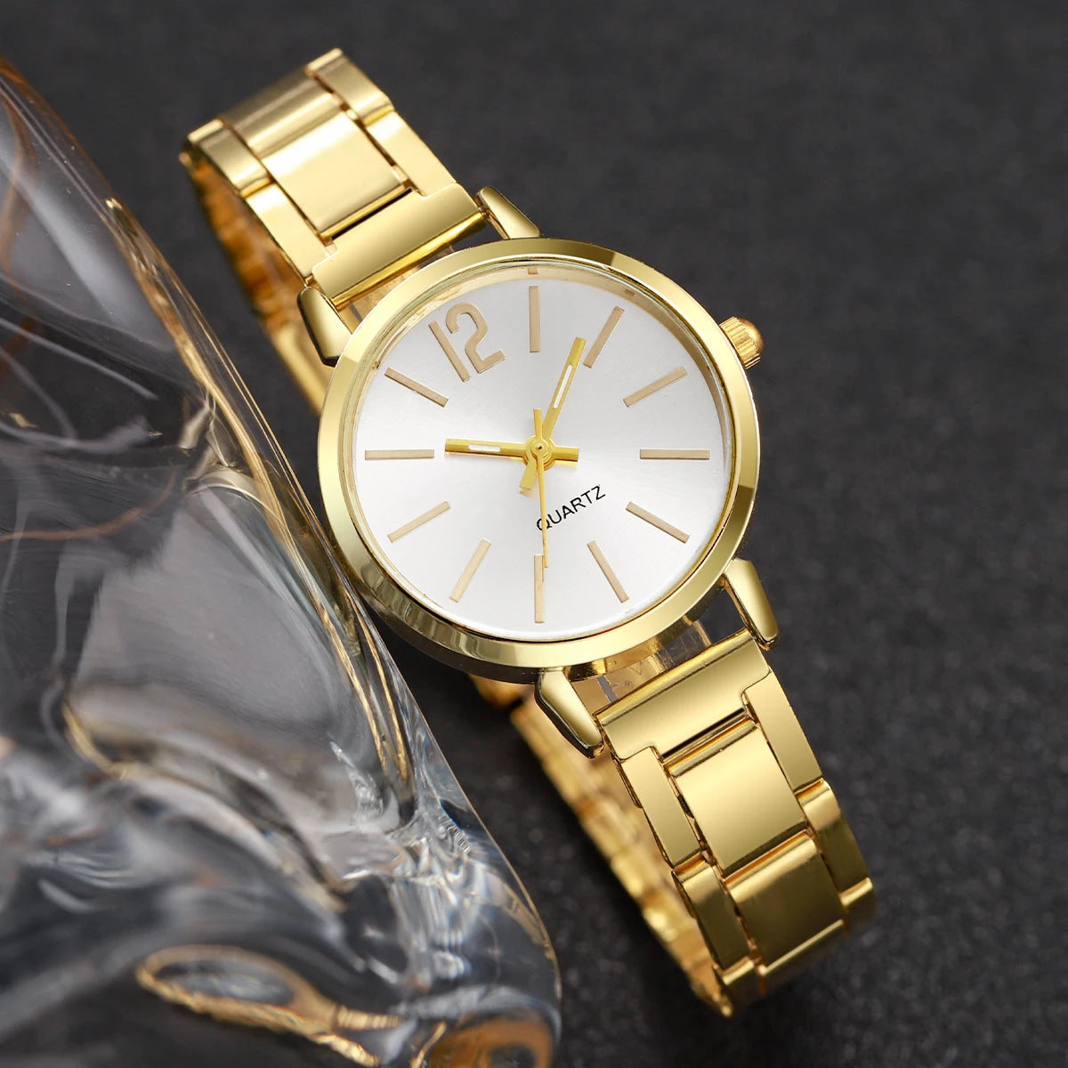 Conjunto 2 Peças Relógio Feminino de Aço com Pulseira Bracelete