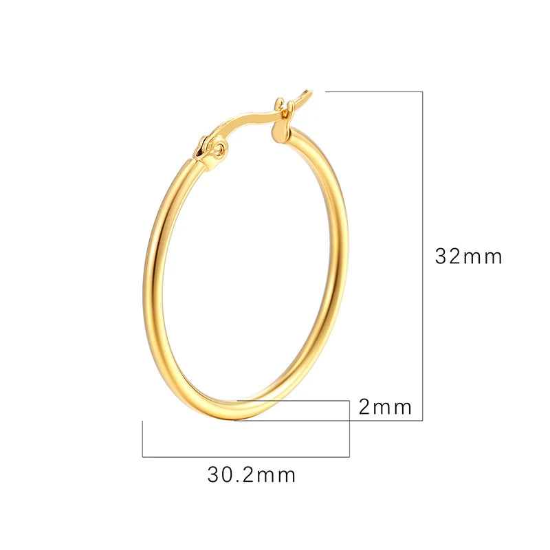 Brincos Argola Grande Clássica Aço Inoxidável Dourado e Prateado