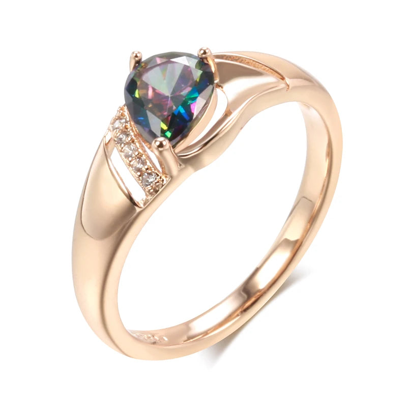 Anel Dourado Rosé com Zircônia Colorida