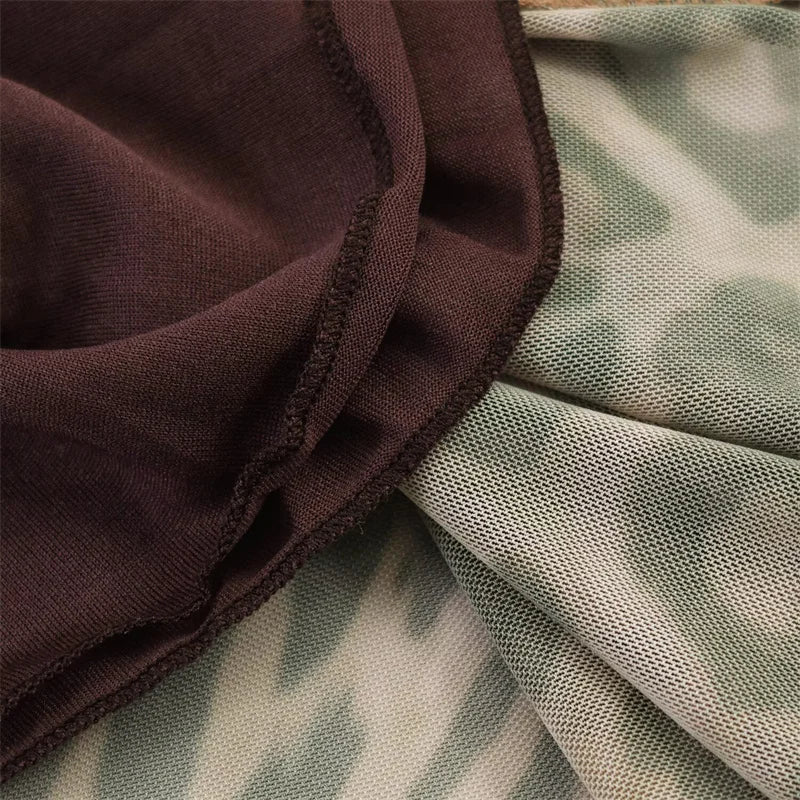 Vestido Midi Estampa de Onça com Alças Finas Modelagem A