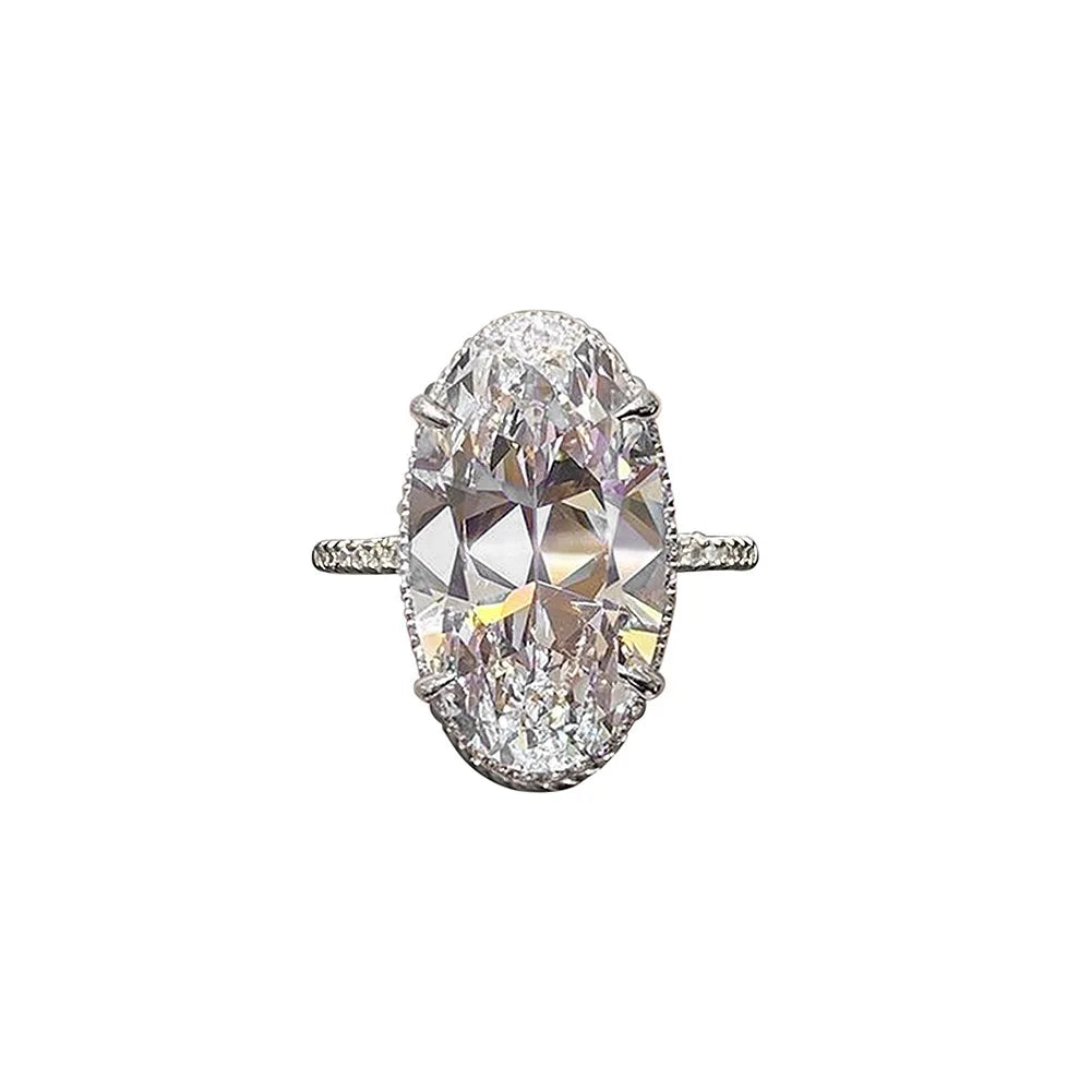 Anel Prata 925 Zircônia Oval Brilhante