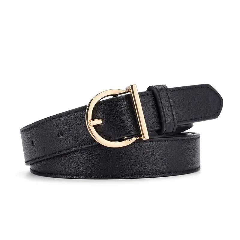 Cinto Feminino Fivela Dourada em Material Sintético – Elegante e Versátil, 105cm