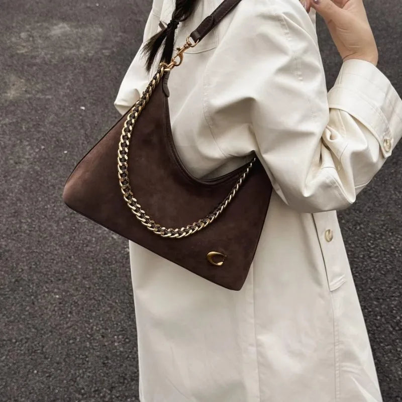 Bolsa Feminina Transversal de Ombro Preta, Grande Capacidade, Estilo Sofisticado